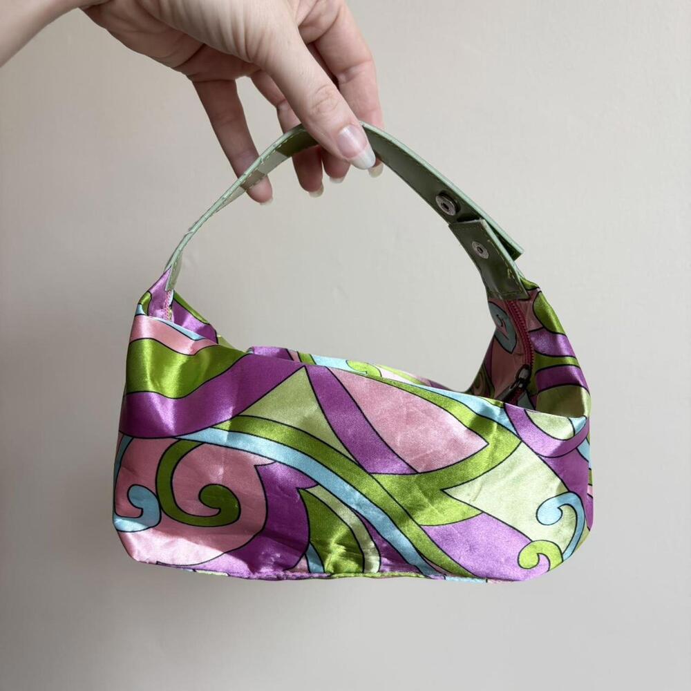 Retro style 60s groovy pink green purple tiny bag